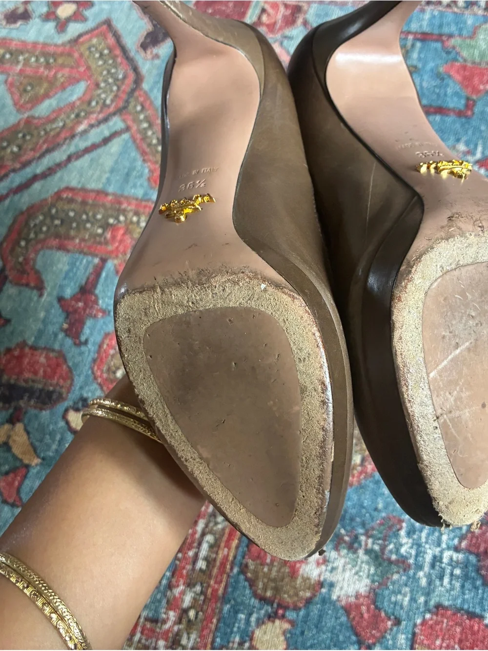 Prada Brown Leather Pointed-Toe High Heel Pumps - Picture 5 of 6